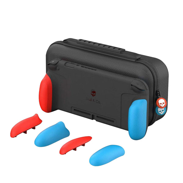 Savage Raven by Skull & Co. GripCase Set for Nintendo Switch (with MaxCarry Case & Grips) - Neon Red & Blue
