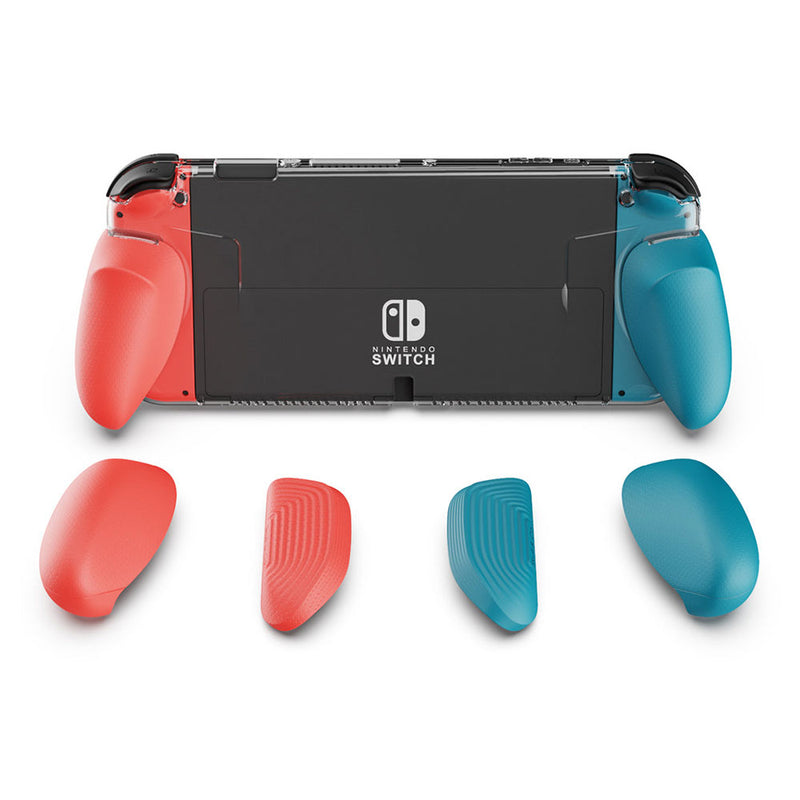 Savage Raven by Skull & Co. GripCase OLED Only for Nintendo SWITCH OLED Model - Neon Red & Blue