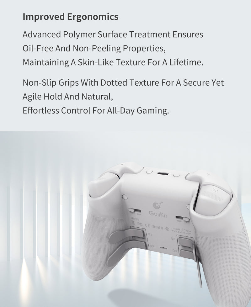 GuliKit KK 3 Max Wireless Controller for Nintendo Switch/PC/Android/Mac OS/iOS (Retro) Grey NS39