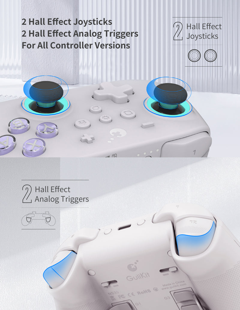 GuliKit KK 3 Max Wireless Controller for Nintendo Switch/PC/Android/Mac OS/iOS (Retro) Grey NS39