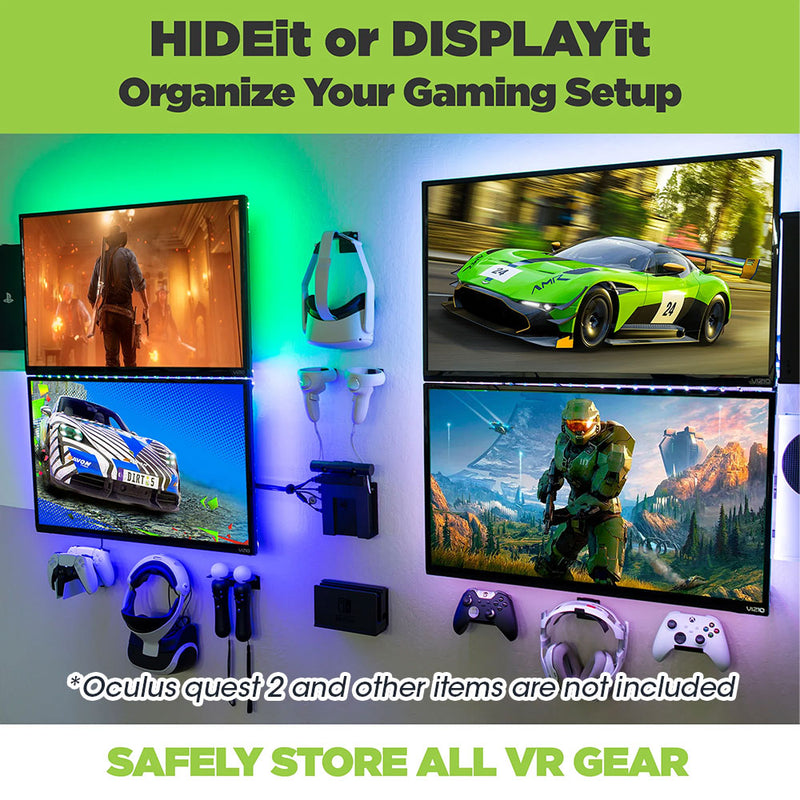 HIDEit Wall Mount Bundle Compatible with Oculus Quest 2 - (Black)