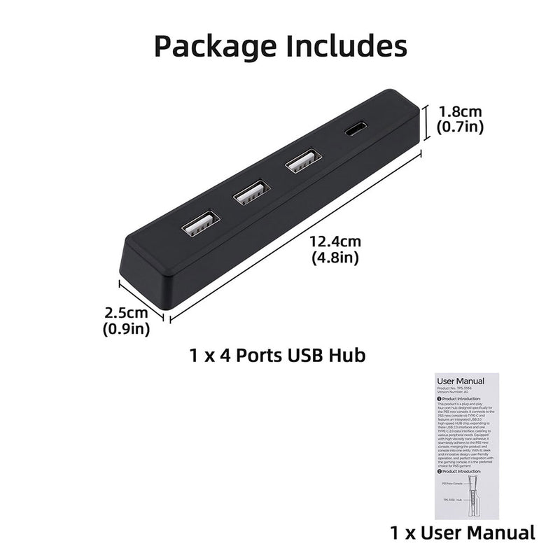 DOBE 4 Ports USB Hub for PS5 Slim Disc/Digital Edition-Black(TP5-3556)