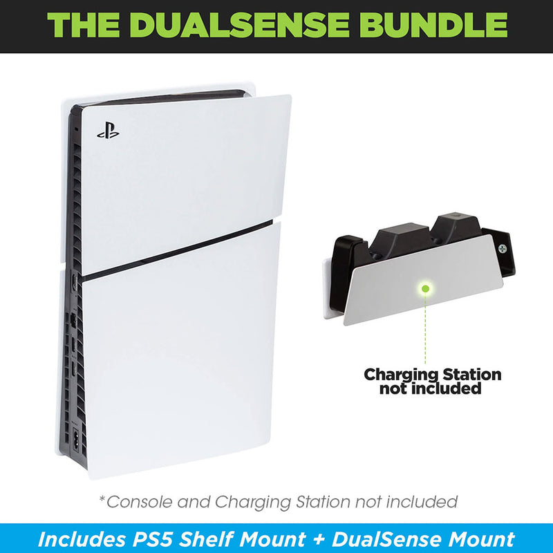 HIDEit PlayStation 5 Slim Mount (Black) - DualSense Charging Mount Bundle