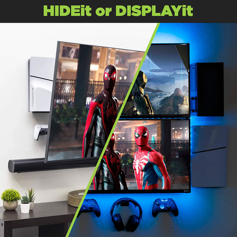 HIDEit PlayStation 5 Slim Mount (Black) - DualSense Charging Mount Bundle