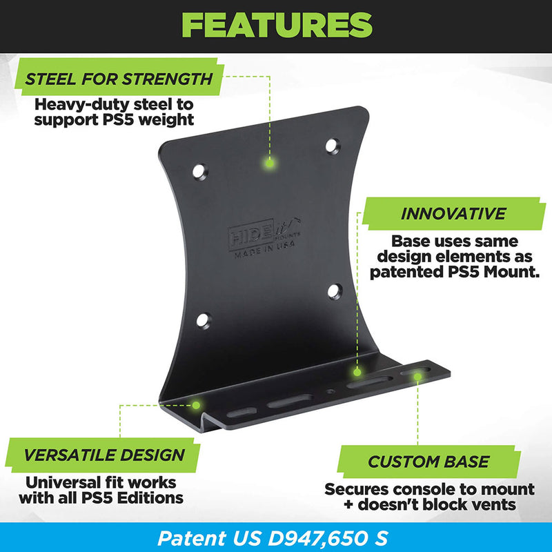 HIDEit PlayStation 5 Slim Mount (Black) - DualSense Charging Mount Bundle
