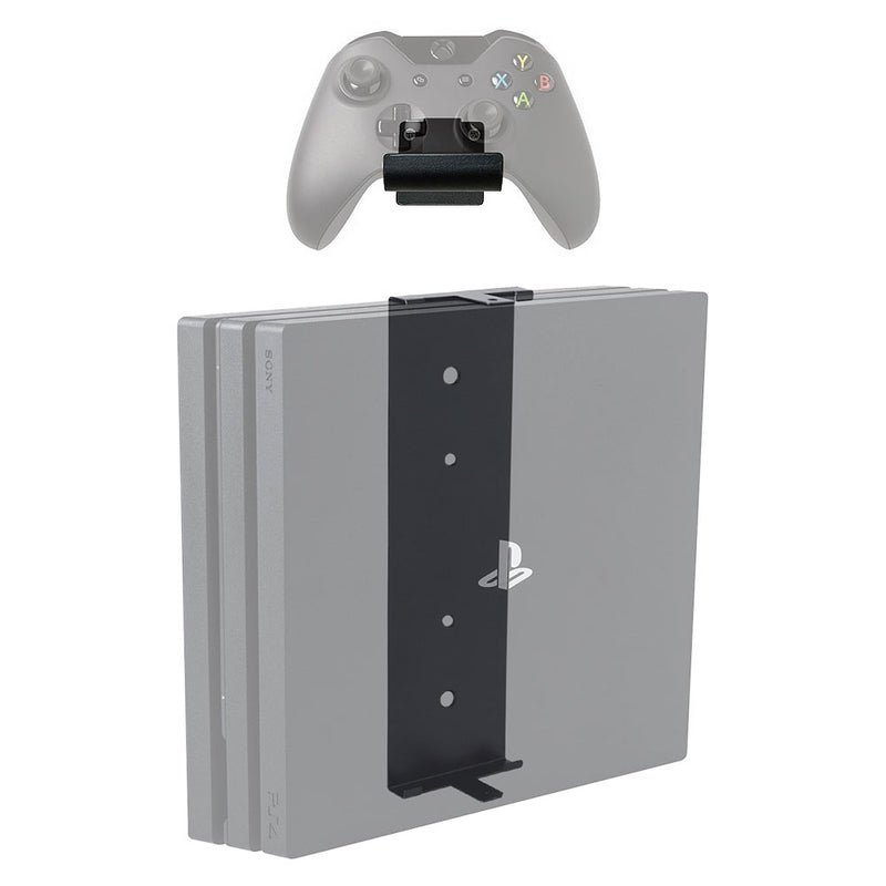 HIDEit 4P PlayStation 4 Pro (PS4 Pro) Vertical Wall Mount Bracket (Black) - Controller Bundle