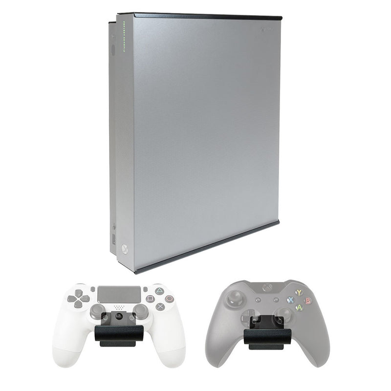 HIDEit X1X Xbox One X Vertical Wall Mount Bracket (Black) - Dual Controller Bundle