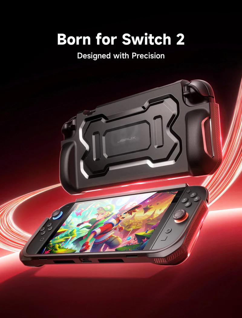 JSAUX Ergonomic Battle Armor Protective Case for Switch 2 – Black
