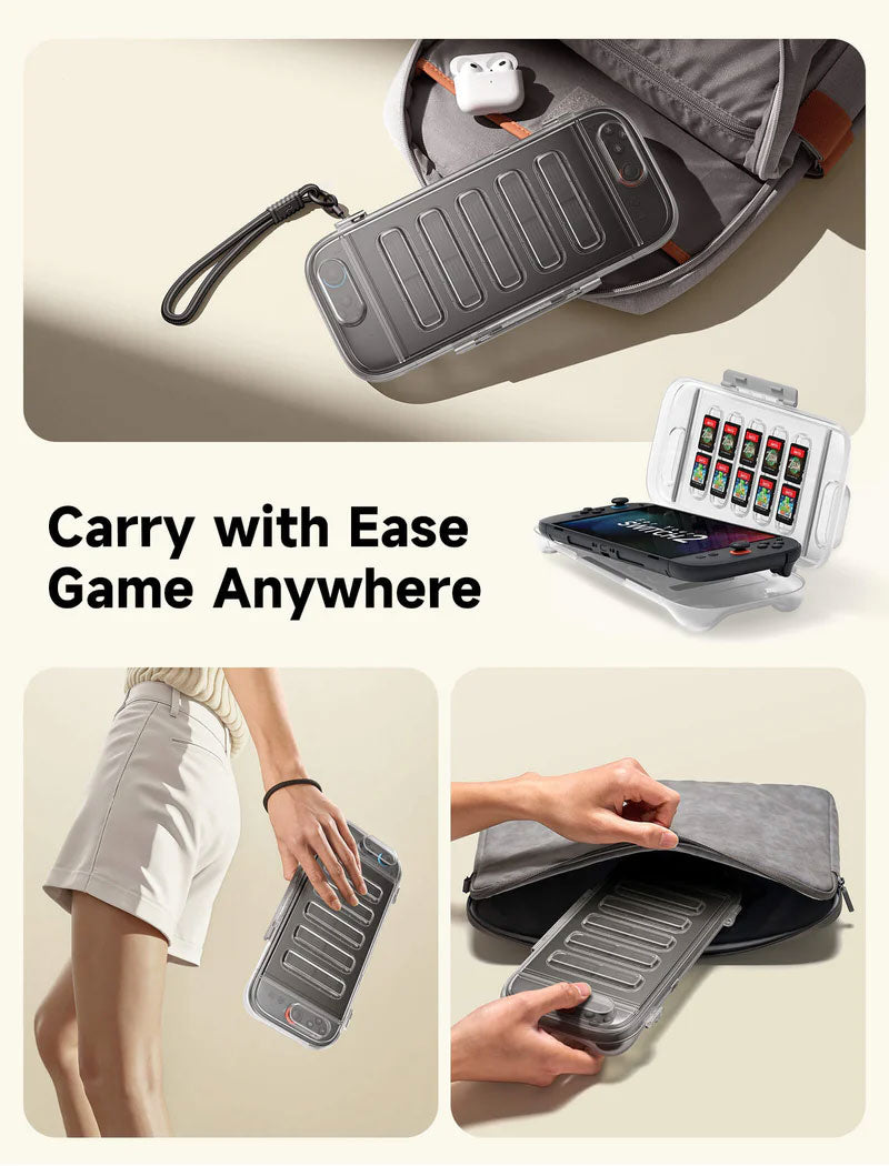 JSAUX Shock-Absorbent Storage Case for Nintendo Switch 2 – Clear