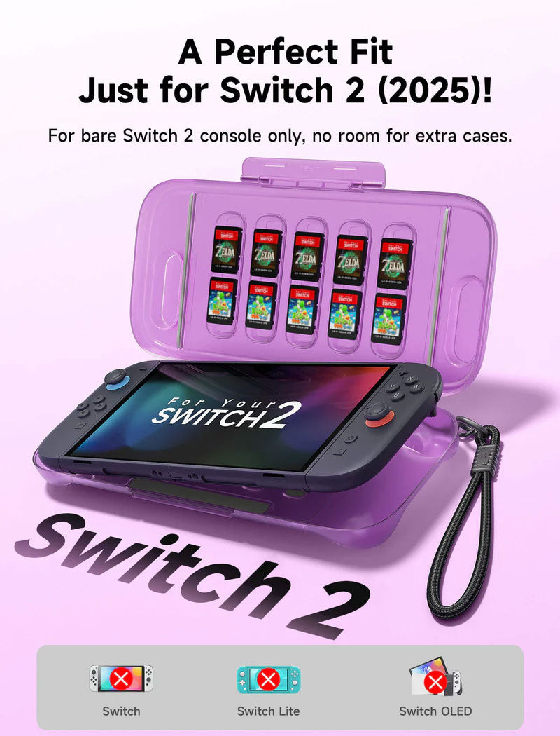 JSAUX Shock-Absorbent Storage Case for Nintendo Switch 2 – Purple