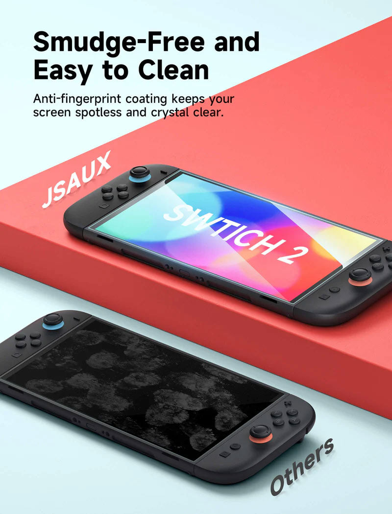 JSAUX HD Tempered Glass Screen Protector for Nintendo Switch 2 (2 PACK)