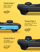 JSAUX Multi-Mode Joystick Cap and Thumb Grip with Lever Guard Set for Switch 2 （12 PCS) - Blue + Orange + Black