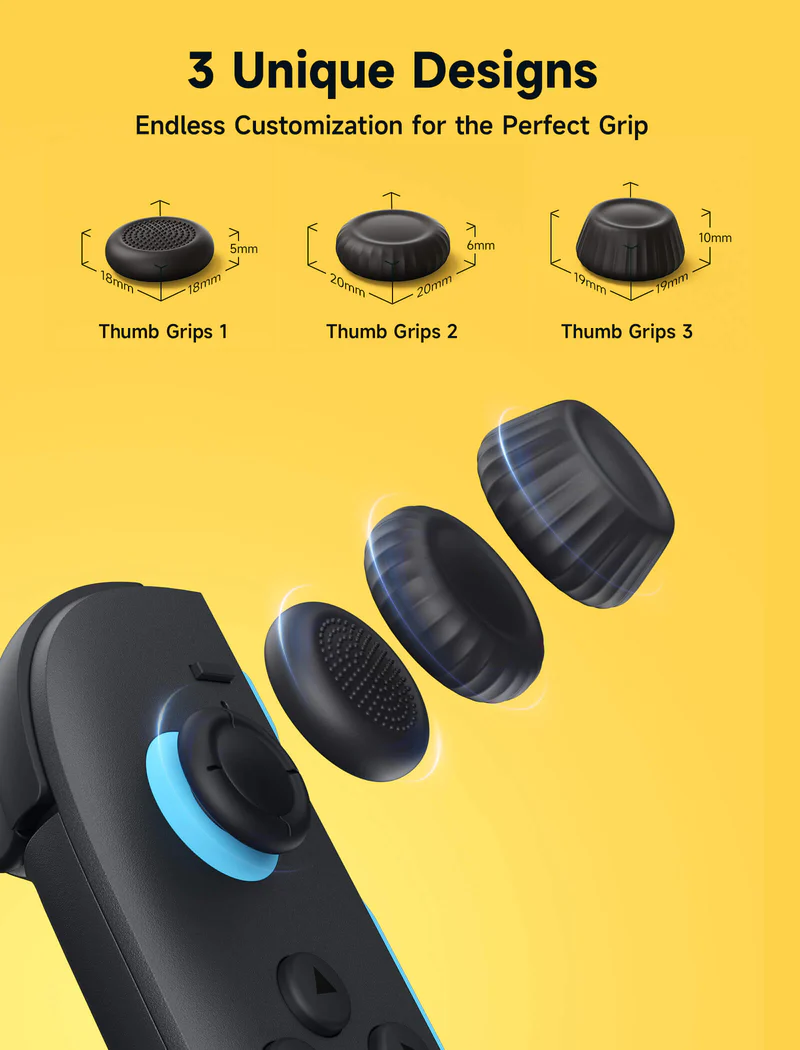 JSAUX Multi-Mode Joystick Cap and Thumb Grip with Lever Guard Set for Switch 2 （12 PCS) - Blue + Orange + Black