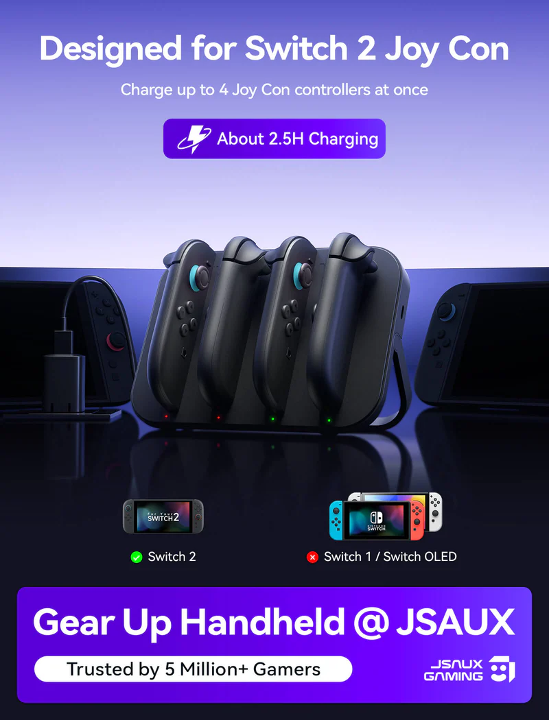 JSAUX Joy-Con Portable Charging Station for Switch 2