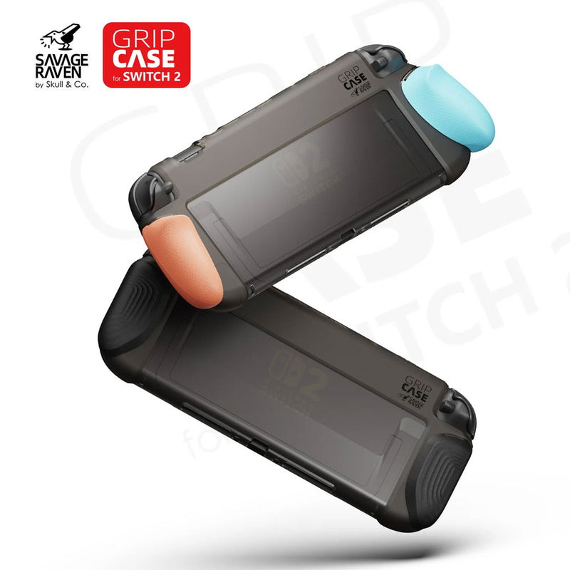 Savage Raven by Skull & Co. StandGrip Bundle for Nintendo Switch2 (including EDC Carrying Case) - Neon Blue & Red