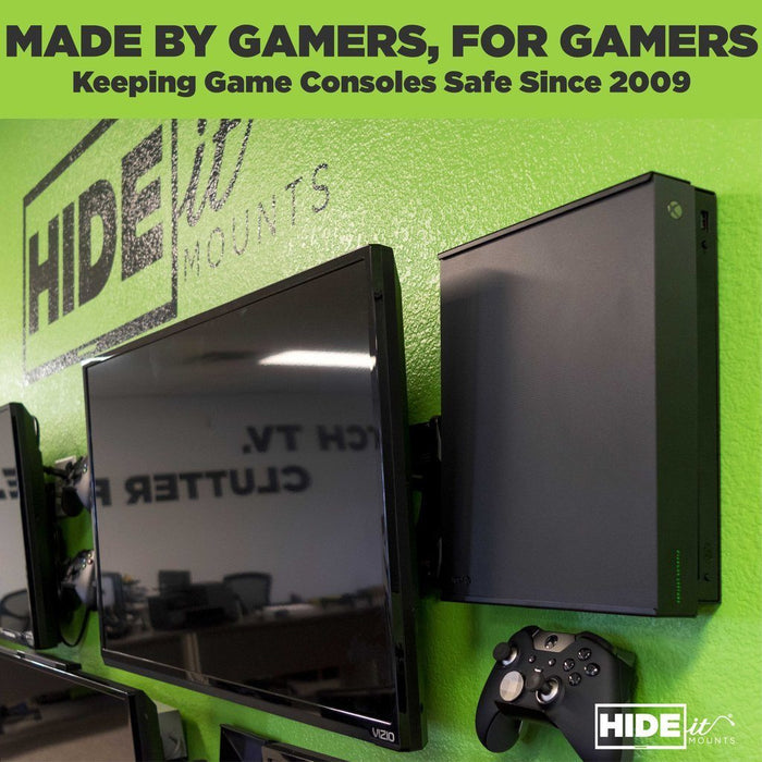HIDEit X1X Xbox One X Vertical Wall Mount Bracket (Black) - Controller Bundle