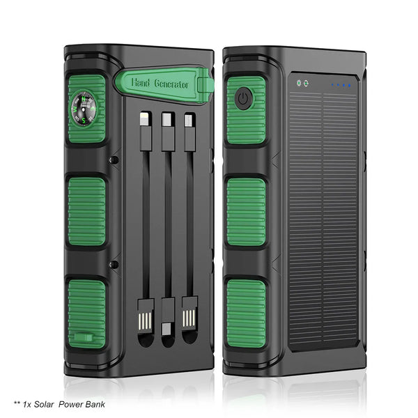 30000mAh Hand Crank Solar Charging PD22.5W Power Bank - Green