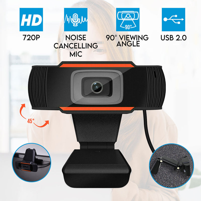 Elinz HD 720P Webcam Digital Web Camera Noise Cancelling Mic 30FPS