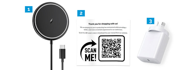 15W Magnetic Wireless Charging Pad for iPhone & Airpods Fast Charger Black Power Adapter