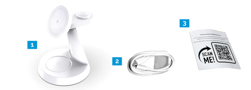 3 in 1 Magnetic Wireless Charging Station for iPhone 16/15/14/13/12 Series Charger for Multiple Apple Devices Apple Watch AirPods F9 White
