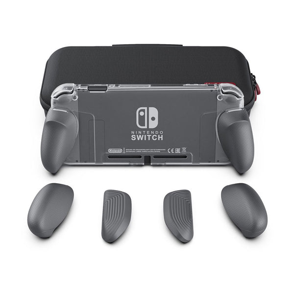 Skull & Co. GripCase Crystal Bundle Set for Nintendo Switch (with MaxCarry Case & Grips) - Grey