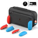 Skull & Co. GripCase Crystal Bundle Set for Nintendo Switch (with MaxCarry Case & Grips) - Neon Red & Blue