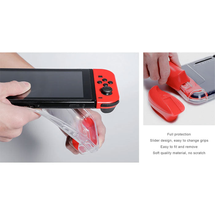 Skull & Co. GripCase Crystal for Nintendo Switch - Neon Red & Blue