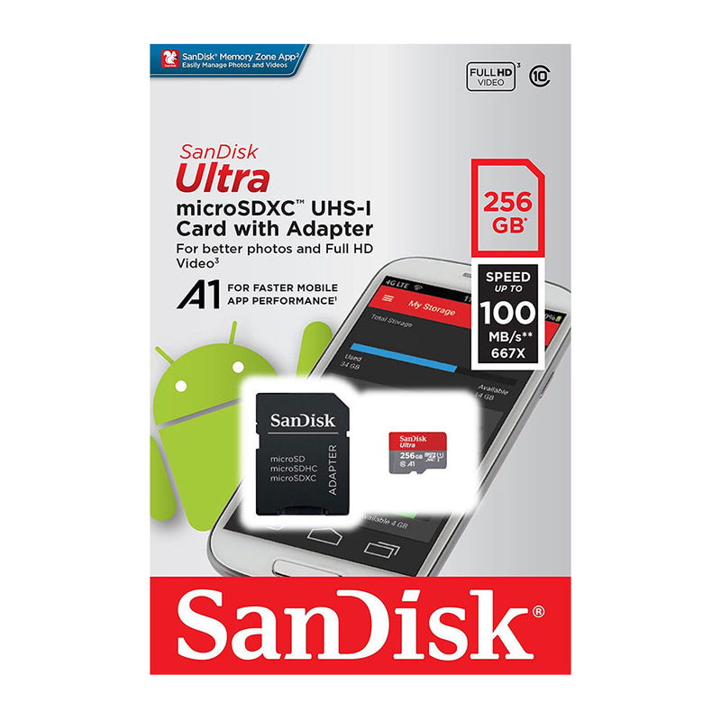 SanDisk Ultra microSDXC 256GB UHS-I Class 10 Memory Card 100MB/s