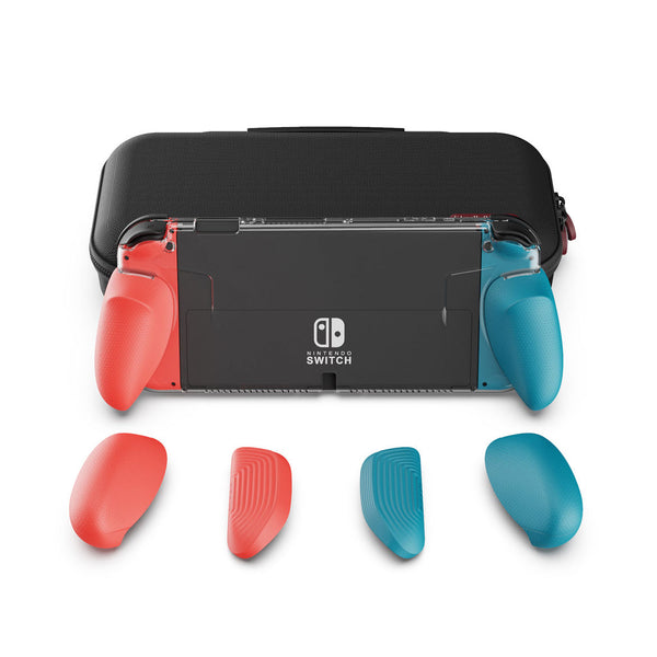 Skull & Co. GripCase Bundle for Nintendo Switch OLED (Neon Red & Blue)