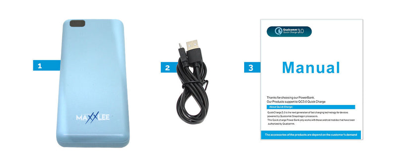 Maxxlee 10000mAh Power Bank Portable 18W PD Type C QC 3.0 Dual USB Fast Charging Blue