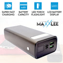 Maxxlee 30000mAh Super Fast Charging Dual USB Torch Light Portable Battery Charger Power Bank