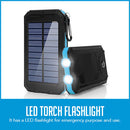 Maxxlee 10000mAh Solar Power Bank Dual USB Battery Charger Portable Torch Light Compass