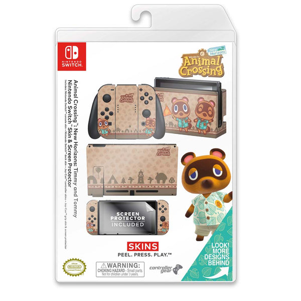 Controller Gear Nintendo Switch Skin & Screen Protector Set (Animal Crossing: Timmy and Tommy)