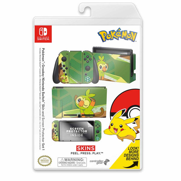 Controller Gear Nintendo Switch Skin & Screen Protector Set (Pokémon Sword/Shield Grookey)