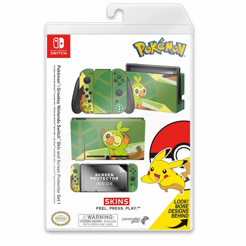 Controller Gear Nintendo Switch Skin & Screen Protector Set (Pokémon Sword/Shield Grookey)