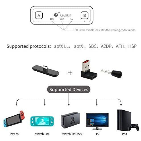 Gulikit Route Air PRO Wireless Bluetooth Audio USB Adapter (with MIC) for Nintendo Switch - Black