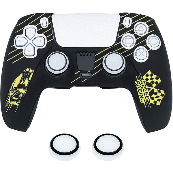 Protective Silicone Cover With Thumb Caps For PS5 (Racing Car Yellow)