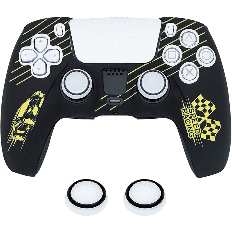 Protective Silicone Cover With Thumb Caps For PS5 (Racing Car Yellow)