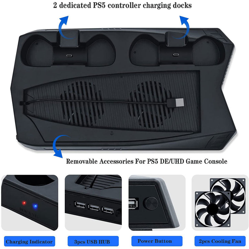 Vertical Cooling Stand with Game Storage Slot for PS5 DE/UHD (KJH-P5-010-2）