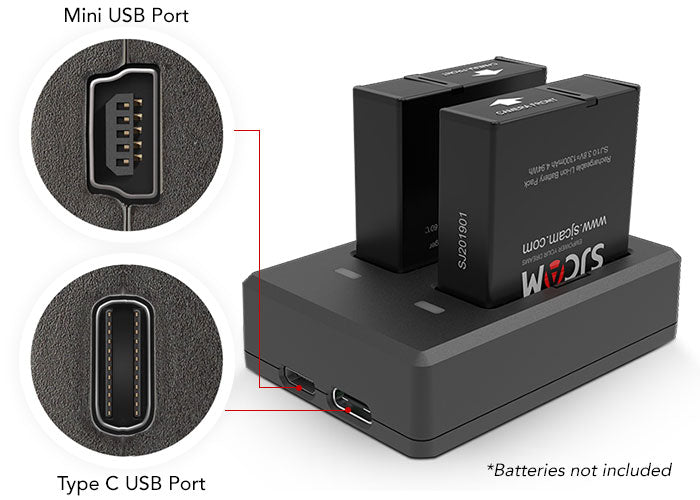 Dual-Slot Battery Charger for SJCAM Action Camera SJ10 Series