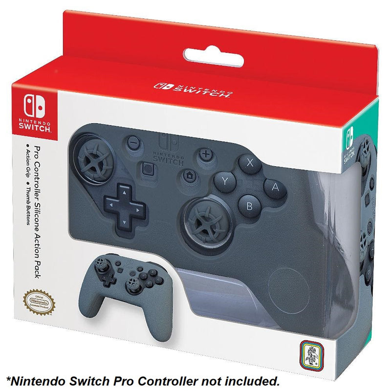 Action Pack Silicone Grip & Thumb Buttons for Nintendo Switch Pro Controller (Grey)