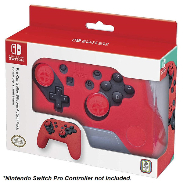 Action Pack Silicone Grip & Thumb Buttons for Nintendo Switch Pro Controller (Red)