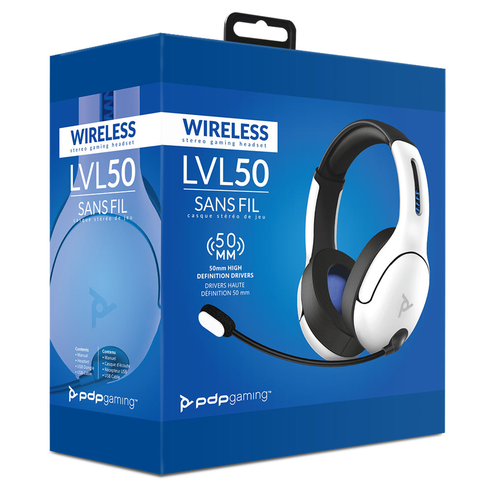 PDP AIRLITE Pro Wireless Gaming Headset – Frost White | For PlayStation 5 & PS4, 16+ Hour Battery