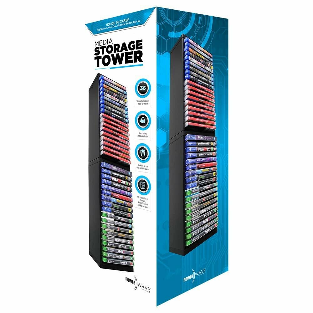 Powerwave Media Storage Tower [Fits 36 Cases] GAMORY