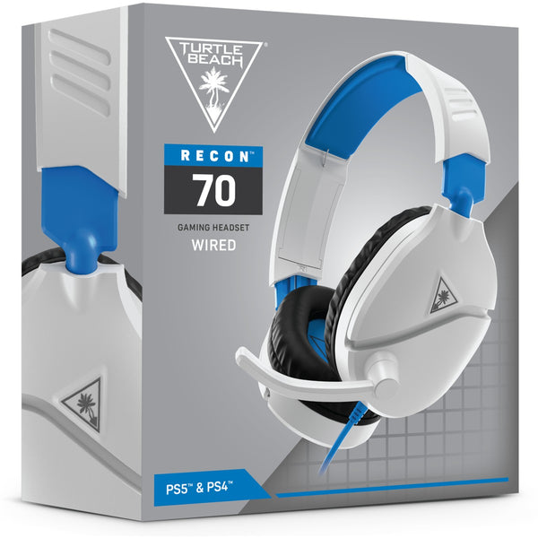 Turtle Beach Ear Force Recon 70 Wired Gaming Headset (White/Blue) (PS5/PS4/Xbox One/Series X/Switch/PC)